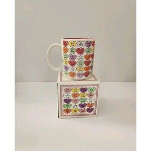 New Vintage 1986 Valentine's Day Candy Hearts Coffee Mug Enesco Made In Korea